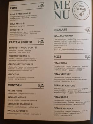 Menu at La Vita E Bella in Midlaren