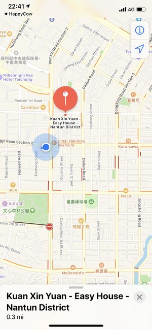 Blue dot marks actual location not red pin!!! at Kuan Xin Yuan - Easy House - Nantun District in Taichung
