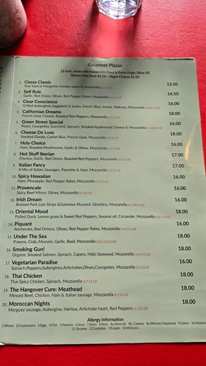 Menu 2 at The Blue Zone in Dingle