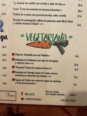 Menu at Bonito Lounge in Menorca