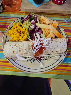 Vegan burrito plate at La Concha in Rovinj