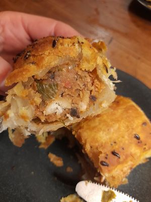 Vegan sausage roll at The Stowaway Coffee Co in Tenby