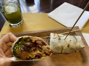 Vegan burrito at Fisheye in Rome