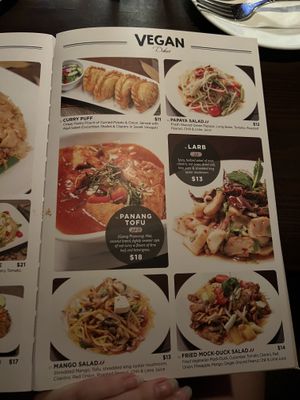 Vegan menu 1  at Nora Thai in Brooklyn