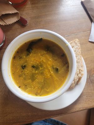 quinoa soup at Saludpan in Medellin