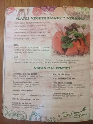 Menu - Platos at Saludpan in Medellin