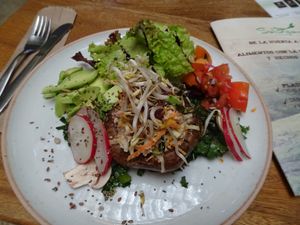 stuffed portobello mushroom  at Saludpan in Medellin