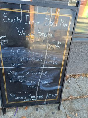 Board at South Indian Dosa Mahal - Bloor/Landsdowne in Toronto