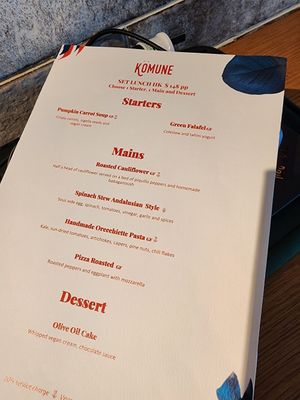 Lunch menu - July 23 at Komune in Hong Kong Island