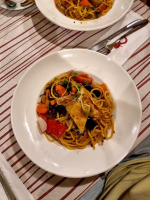 Vegan pasta with tofu 😋 at Churchill in Munxar