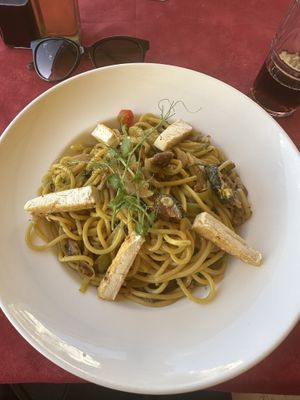 Vegan spaghetti   at Churchill in Munxar