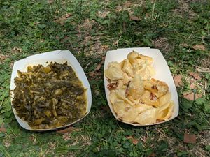 Greens and Mac n cheese at Ste Martaen in Chicago