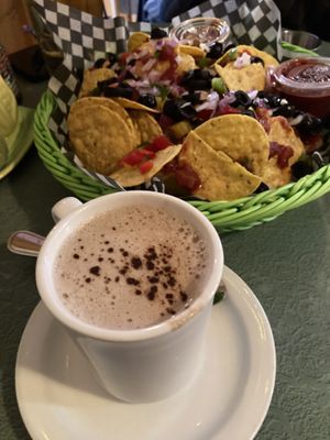 Hot chocolate with soy milk  at Le Gibard in Tadoussac
