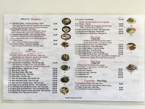 Vegetarian menu  at Pho Ka in National City