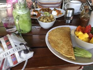 Vegan chickpea omelet was delish! at Noi Bistro in Tamarindo