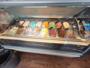 Ice Cream Counter at Scoops in Caernarfon