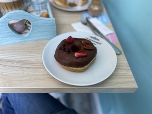 Vegan chocolate donut  at La Donuteria in Munich