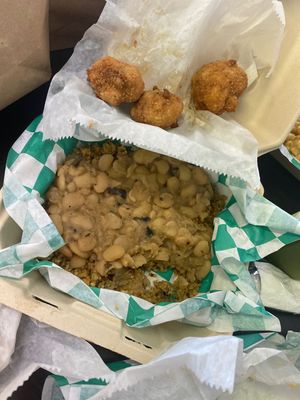 Lima beans over quinoa, and Vings “vegan wings"  at Vined The Vegan Experience in North Charleston