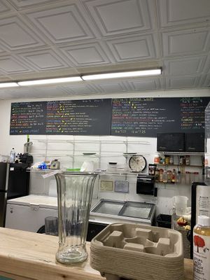 Front ordering bar at Arnold's Way Vegetarian Raw Cafe in Lansdale