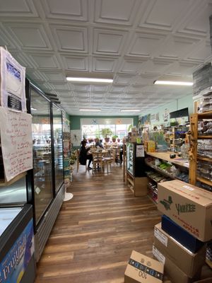 Back seating area at Arnold's Way Vegetarian Raw Cafe in Lansdale