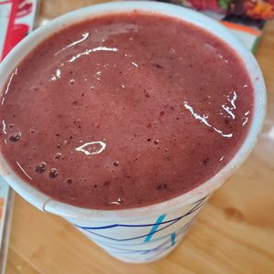 Berry Blast: Banana, strawberry, raspberry, blueberries, blackberry, goji berry, acai juice at Arnold's Way Vegetarian Raw Cafe in Lansdale