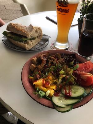 Rainbow Bowl and Avocado Baguette @ Velo Café, Badenweiler at Velo Cafe in Badenweiler
