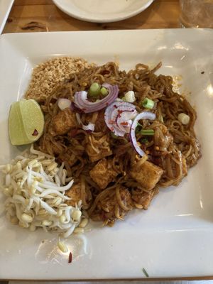 My tofu pad Thai! at Blossom & Cellar Door Craft Cavern in Hendersonville