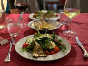 Vegan-friendly salads at Divinity Cafè Restaurant in Mussomeli