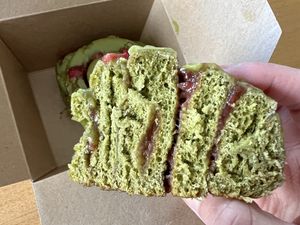 Layers in the bun  at Foodstory Beach Hut in Aberdeen