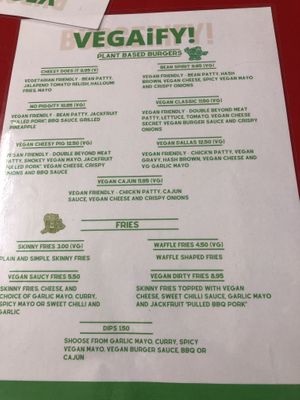 Plant based menu  at BURGERiFY! in Blackrock