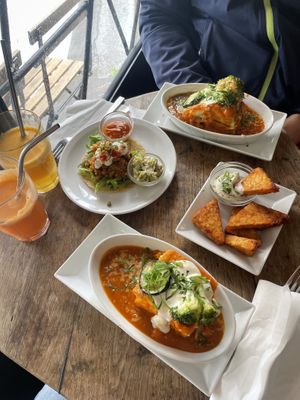 Lasagne, taco and tempeh nuggets  at Soya Comptoir Bio in Paris