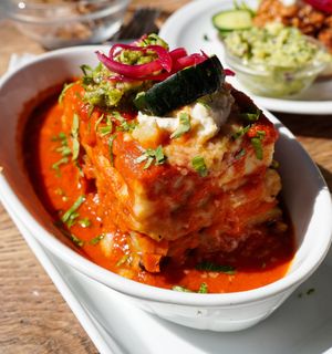 Lasagna at Soya Comptoir Bio in Paris