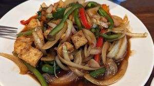 spicy basil tofu at Passion Fusion Grille in Graham