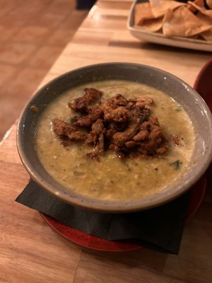 Corn soup  at Vegan Street in Calgary