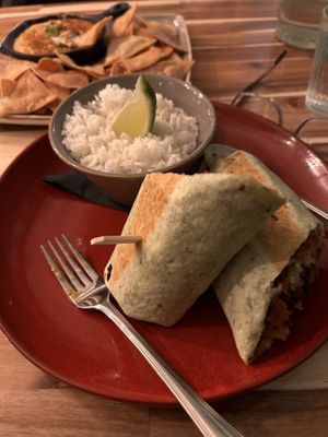 Beaf burrito   at Vegan Street in Calgary