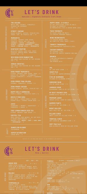 Updated menu as of feb 4th at Vegan Street in Calgary