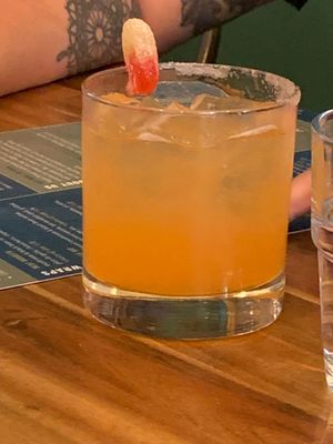 Peach fizz at Vegan Street in Calgary