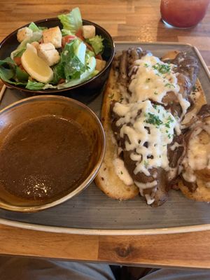 Beaf dip with ceasar salad at Vegan Street in Calgary