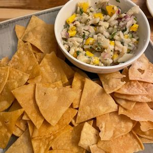 Vegan Ceviche with Tortilla Chips at Vegan Street in Calgary