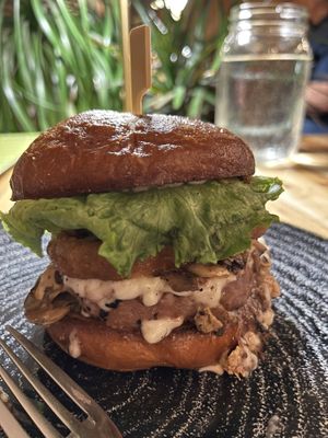 Truffle mushroom burger 🍔   at Vegan Street in Calgary