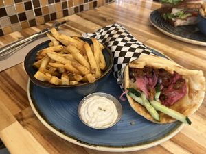 Huge souvlaki wrap  at Vegan Street in Calgary
