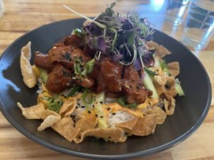 Chili chik’n rice bowl  at Vegan Street in Calgary