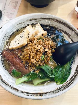 Vegan black garlic ramen with added tofu  at Maki & Ramen - St James Quarter in Edinburgh