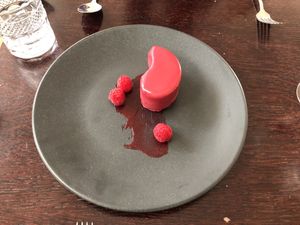 Raspberry teardrop  at 1 Lombard Street in London