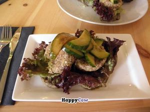 Smorrebrod with lentilburger and pickles  at simpleRaw - Oehlenschlaegersgade in Copenhagen