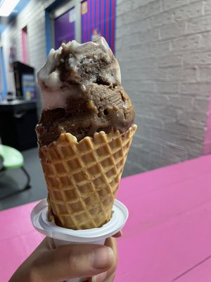 Yum!  at Meyer's Ice Cream Parlor in Surfside Beach