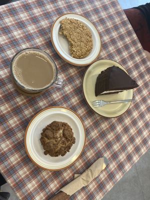 Peanut Cookie, Latte, Chocolate Coconut Cake and Apple Crumble Donut.   at Free-D.E Bakery in Daegu
