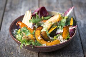 Pumpkin salad with fennel, pearl barley, red chicory and fennel flowers from the veggie garden - Bij de Tuinman at Bij De Tuinman in Hilversum