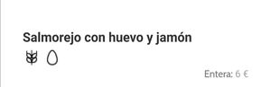 Precio del salmorejo con huevo y jamón (igual que el salmorejo con pipas de calabaza) at Casa Tino in Cadiz