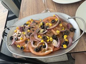 Tomatoes and black olives   at Casa Tino in Cadiz